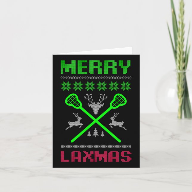 Cartão Feliz Laxmas Ugly Design Lacrosse Natal (Frente)