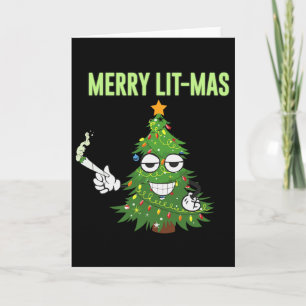 Cartão Feliz Lit-mas Árvores de Natal Luzes Casais Engraç
