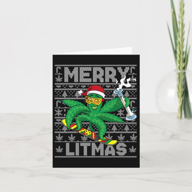 Cartão Feliz Litmas Snowboard Ugly Christmas (Frente)