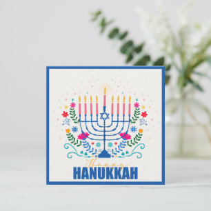 Cartão Feliz Menorá de Hanukkah