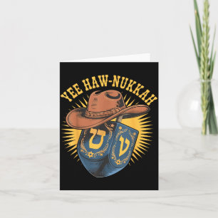 Cartão Feliz Menorah de Chanuká Yee Haw-nukkah Cowboy Eng
