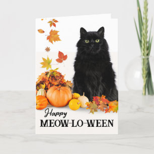 Cartão Feliz Meow-lo-dal com Gato Negro Halloween