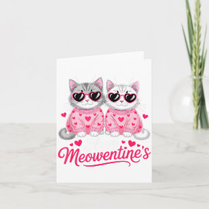 Cartão Feliz Meowentine Casal Romântico de Gatos Fofos Va