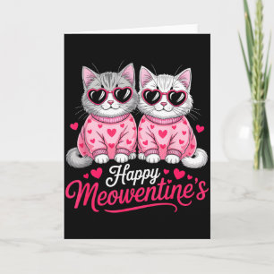 Cartão Feliz Meowentines Casal Romântico de Gatos Fofos V