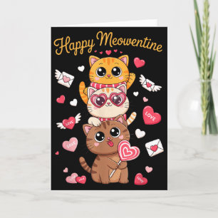 Cartão Feliz Meowentines Fofo Dia dos Namorados Amantes d