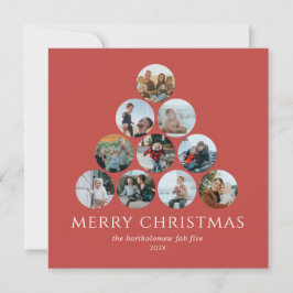 Cartão Feliz Natal 10 Foto Vermelha Marfim