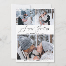 Cartão Feliz Natal 3 Collage Multi Photo Holiday