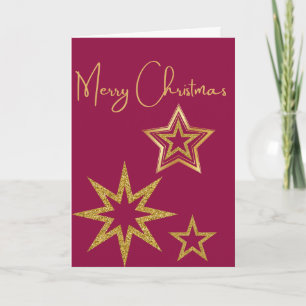 Cartão Feliz Natal, 3 Gbolden Star Christmas