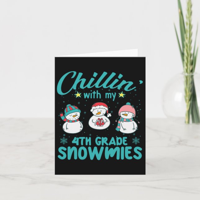 Cartão Feliz Natal A Chillin Com A Minha Neve Do 4º Ano (Frente)