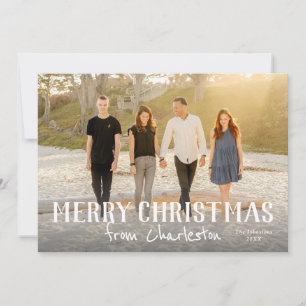 Cartão Feliz Natal a partir de uma foto da cidade ou loca