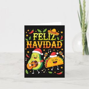 Cartão Feliz Natal Abacate Tacos Natal Mexicano Divertido