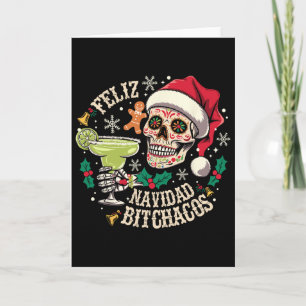 Cartão Feliz Natal Achos Crânio Engraçado Espanhol Natal 