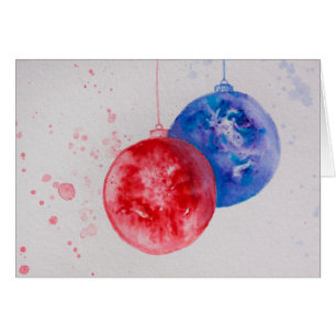 Cartão Feliz Natal, aguarela das bolas do Natal