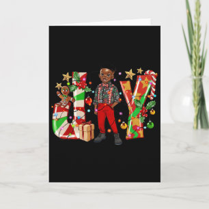 Cartão Feliz Natal Alegria Afro Menino Negro Africano Amé