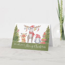 Cartão Feliz Natal - Animais da Floresta