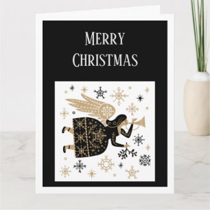 Cartão Feliz Natal Anjo Estrelas Arte
