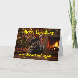 Cartão Feliz Natal aos vegetarianos e veganos.