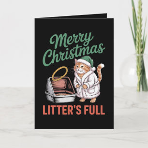 Cartão Feliz Natal Areias Cheias Caixa de Areia para Gato