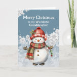 Cartão Feliz Natal Avô Snowman<br><div class="desc">Um sorriso de boneco de neve,  tão quente e brilhante,  assim como nossa amizade,  puro prazer. Feliz Natal,  minha querida neta Que nosso riso nunca acabe.</div>