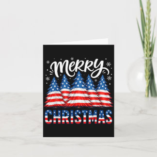 Cartão Feliz Natal Bandeira Americana Árvores Inverno Hom