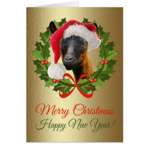 Cartão Feliz Natal Belo Oberhasli Goat Art