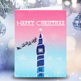 Cartão Feliz Natal Big Ben Com Papai Noel