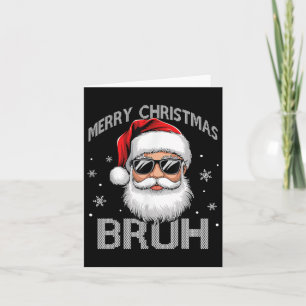 Cartão Feliz Natal Bruh Funny Papai Noel Retro Men W