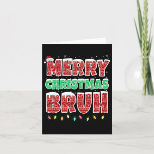 Cartão Feliz Natal Bruh Ugly Sweater Luzes de Natal Fundi