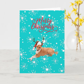 Cartão Feliz Natal cachorro Basenji