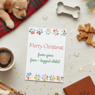 Cartão Feliz Natal Cachorro Gato Filho de Quatro Pernas