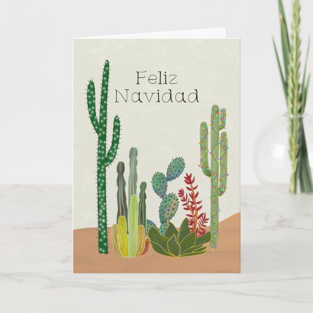 Cartão Feliz Natal Cactos de Natal (Frente)