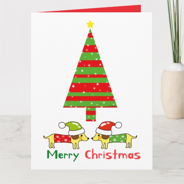 Cartão Feliz Natal (cães Papais noeis) (Frente)