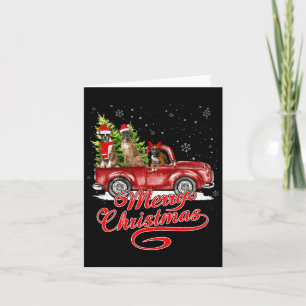 Cartão Feliz Natal Cães Papais noeis Reindeer Red Truc