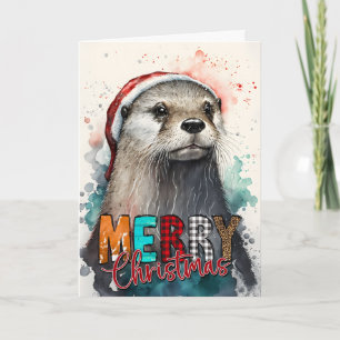 Cartão Feliz Natal Carta do Fofinho Papai Noel Castor