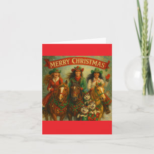 Cartão Feliz Natal Cavalos e Amigos