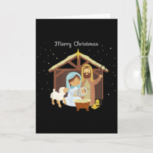 Cartão Feliz Natal & Cena de Natividade Fé Cristã