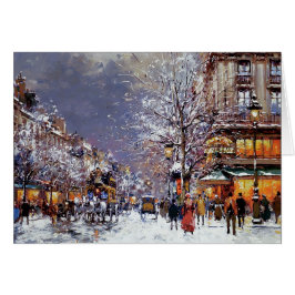 Cartão Feliz Natal. Cena Parisiense de inverno C