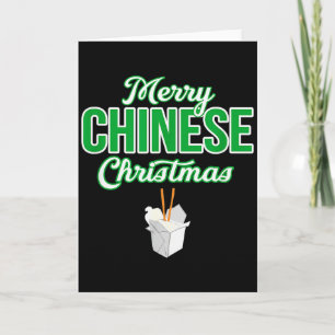 Cartão Feliz Natal Chinês Xmas Engraçado Restaurante Take
