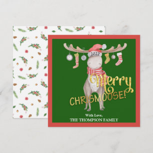 Cartão Feliz Natal ChrisMoose Aquarela