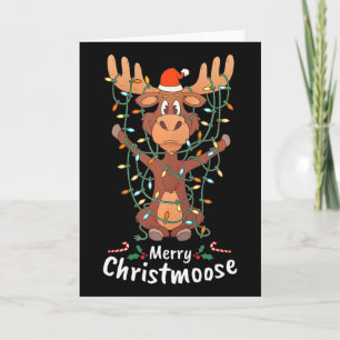 Cartão Feliz Natal Christmoose Árvore de Natal Luzes
