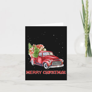 Cartão Feliz Natal Clicar em Red Truck Tree Family Xmas