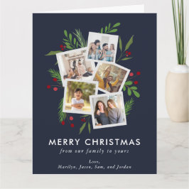 Cartão Feliz Natal Colagem Personalizada Holly Moderna