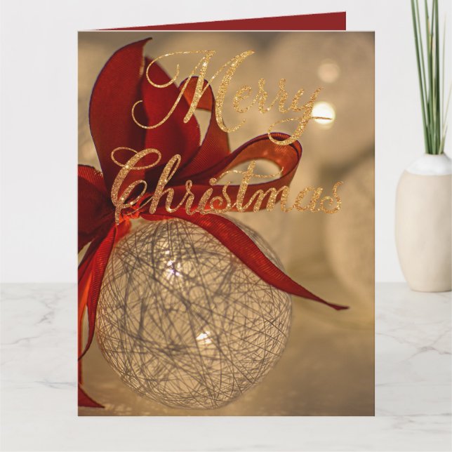 Cartão Feliz natal com bolas de luz   (Frente)