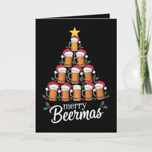 Cartão Feliz Natal com Cerveja Caneca Árvore de Natal Cha