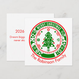 Cartão Feliz Natal com o nome da família