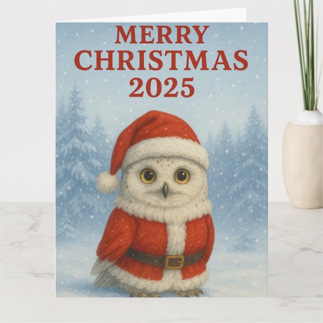 Cartão Feliz Natal Coruja  (Frente)