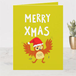 Cartão Feliz Natal Coruja Dançante      