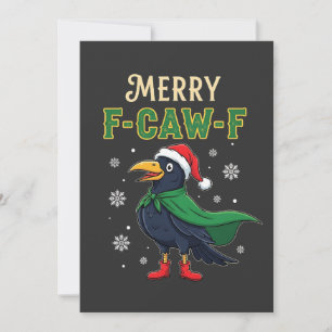 Cartão Feliz Natal Corvo Papai Noel Engraçado 