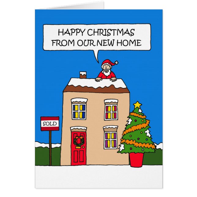 Cartão Feliz Natal da Nossa Nova Casa Cartoon (Frente)