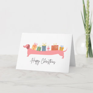 Cartão Feliz Natal Dachshund Presentes de Natal de Cachor